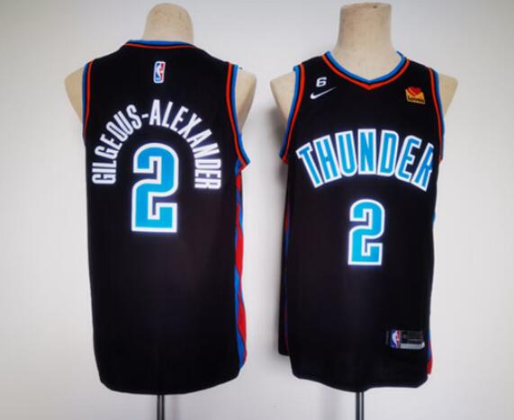 Men's Oklahoma City Thunder Active Player Custom Black With NO.6 Patch Stitched Basketball Jersey